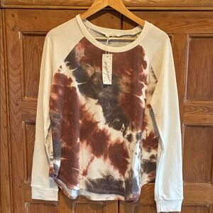 Mystree Cream Raglan Tie-Dye Long Sleeve Top Size L
